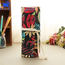 

Fashion Canvas Storage Pencil Case 36/48/72 Holes Roll Student DIY Painting Pencil Bag cartucheras para lapices School Supplies