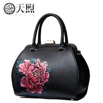 

2020 new fashion Peony embossed luxury handbags women bags designer Genuine Leather women tote handbags shoulder Bags