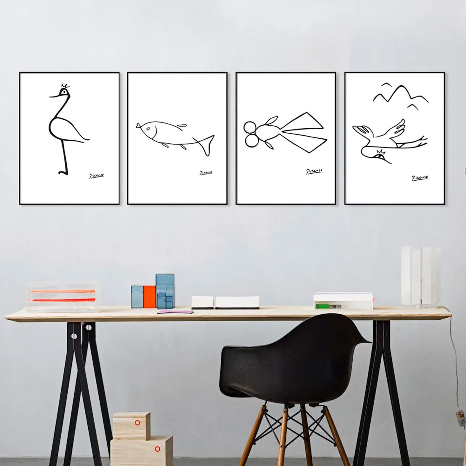 Минималистичная Абстрактная Картина на холсте Пабло Пикассо, животные, настенная живопись, плакат с маслом, иллюстрация для гостиной, без рамки, домашний декор