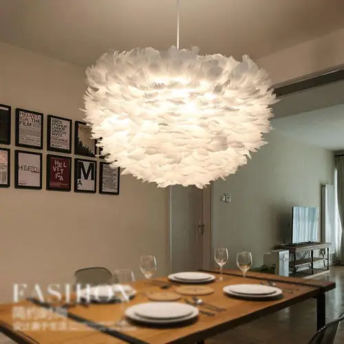 Modern Feather Shade Ceiling Lamp Pendant Ceiling Light ...