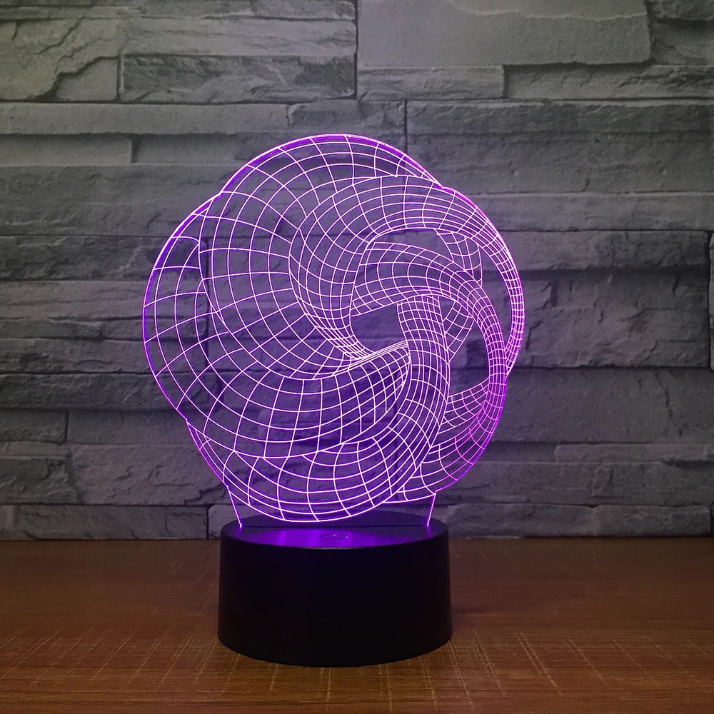 3D abstract 7 color night light creative acrylic energy saving led lamp