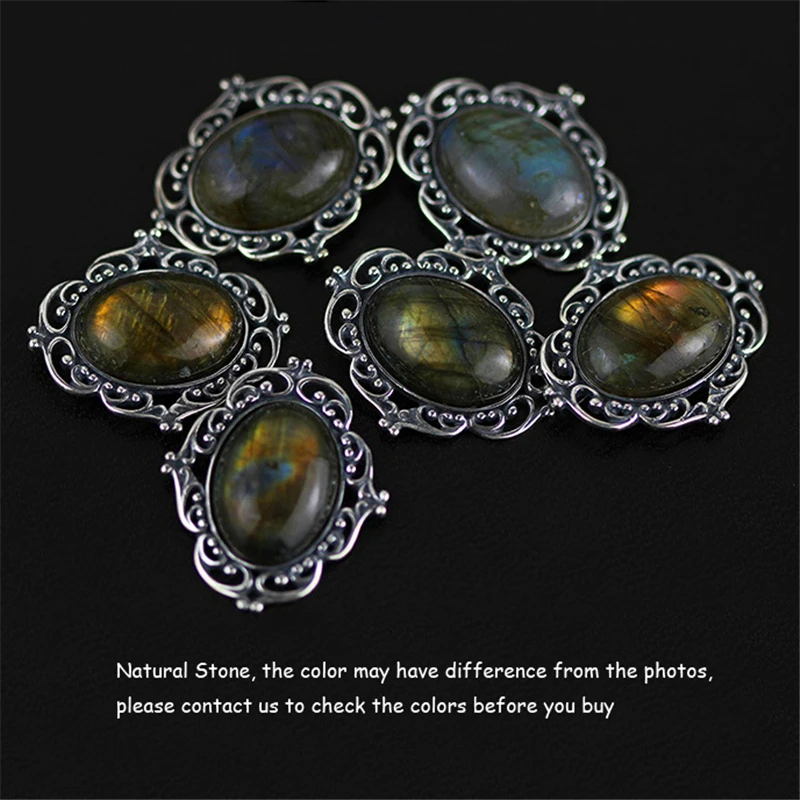 Tanie Lotus Fun prawdziwe 925 srebro naturalny labradoryt Handmade elegancka biżuteria w stylu vintage wisiorek bez naszyjnik kobiety Acessorios