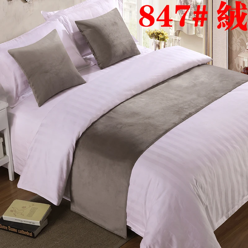 RAYUAN Suede Solid Color Bedspread Bed Runner Throw Home Hotel Bedroom Bedding Decor Bed Tail Towel Protector