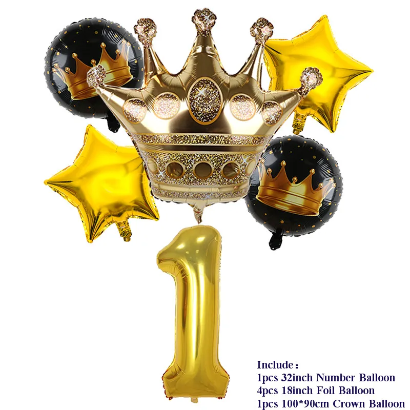 5pcs 30 inch Gold Number Foil Balloons Gold Crown 0-9 Digit Air Ballon Kids Birthday Party Decorations Anniversary Supplies Ball - Цвет: Флуоресцентный желтый