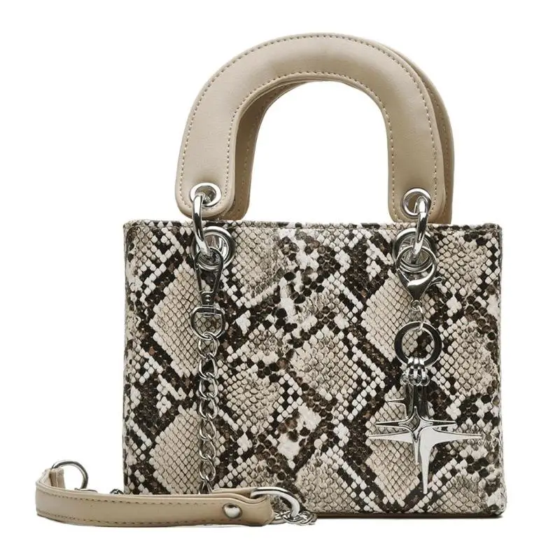 

Snake Print Shoulder Messenger Handbags Casual Women PU Leather Small Chain Crossbody Top-handle Bags Bolsas Feminina Sac A Main