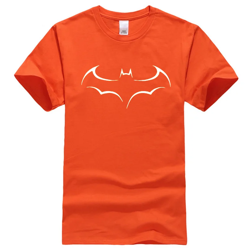 Мужская Повседневная футболка высокого качества из хлопка с забавным принтом Бэтмена, Мужская футболка с коротким рукавом, крутая футболка, мужские Забавные футболки, новинка - Цвет: Orange