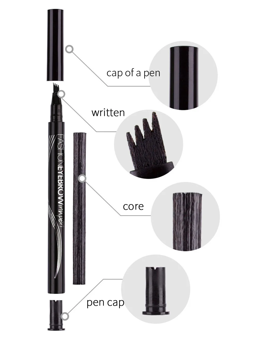 Lulaa 6 цветов Водонепроницаемый натуральных бровей карандаш со щеточкой четыре-коготь тени для бровей Макияж карандаш для бровей коричневый, черный серый косметический