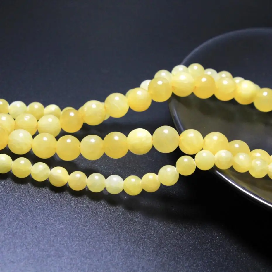 Buy Round Shape Yellow Jade Natural Stone Beads For