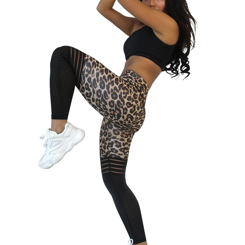 Леопардовым принтом брюки леггинсы женщины,сетчатыми полиэстера джеггинсы для Женский,фитнеса йоги вставками брюки