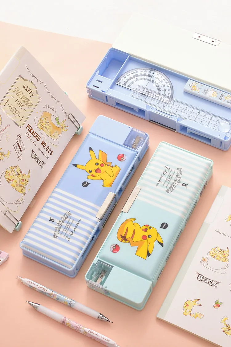 Deli чехол для карандашей Kawaii Pikachu Estojo Escola чехол для карандашей Estuche Escolar ученики чехол для карандашей с книжной полкой школьные принадлежности