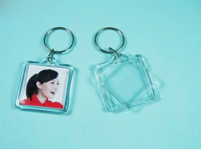 diy acrylic keyrings Key Photo Insert Acrylic ID Keyrings Keychains Blank DIY plastic 50pcs Square free Wholesale