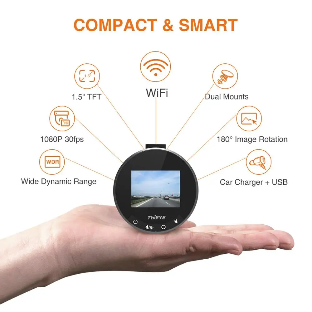  ThiEYE Safeel Zero + Car WiFi DVR Dash Cámara Real HD 1080P 170 gran angular con Sensor G Modo de a