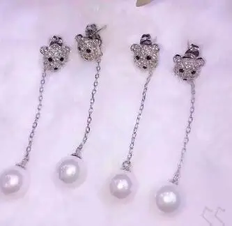 

Bridal jewelry free shipping hot sell 925 beautifulBear crystal and pearl Jewelry earrings