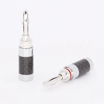 

4PCS Rhdoium plated Speaker Cable Banana Plug Carbon Fiber Connector Plug HIFI