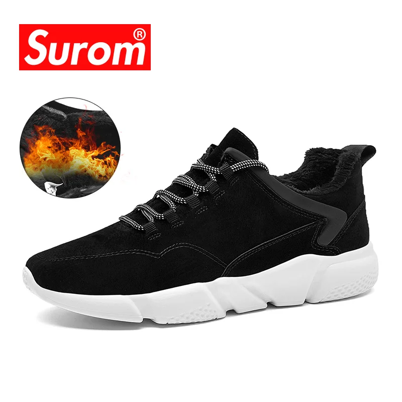 

New Designer Winter Sneakers Running Shoes Leather Outdoor Sport Gym Shoes Men Comfortable Plush Warm Black Walking Zapatillas