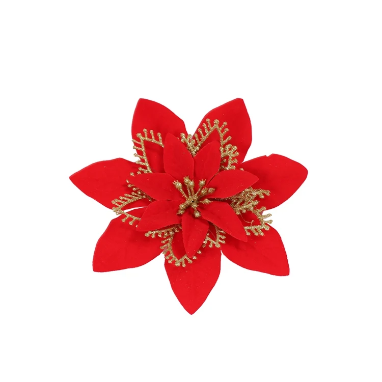 LAPHIL, 5 шт., искусственные рождественские цветы, Рождественская пуансеттия, искусственные цветы, Рождественские елочные украшения для рождественской елки, украшения - Цвет: Red