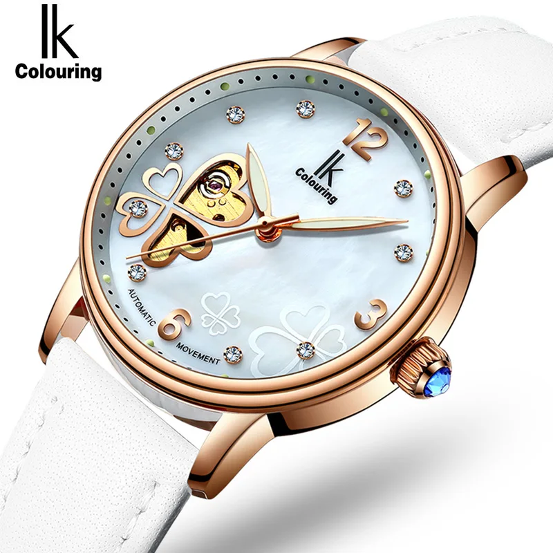 Новинка 2019 модные женские часы Lucky Clover из натуральной кожи автоматические