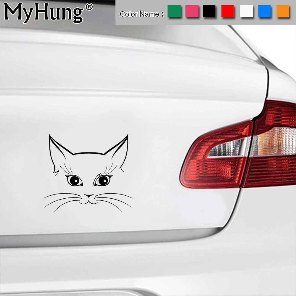 14*12CM Cute Cat Face Car Stickers Kitten Pet Head Vinyl Decals Animal