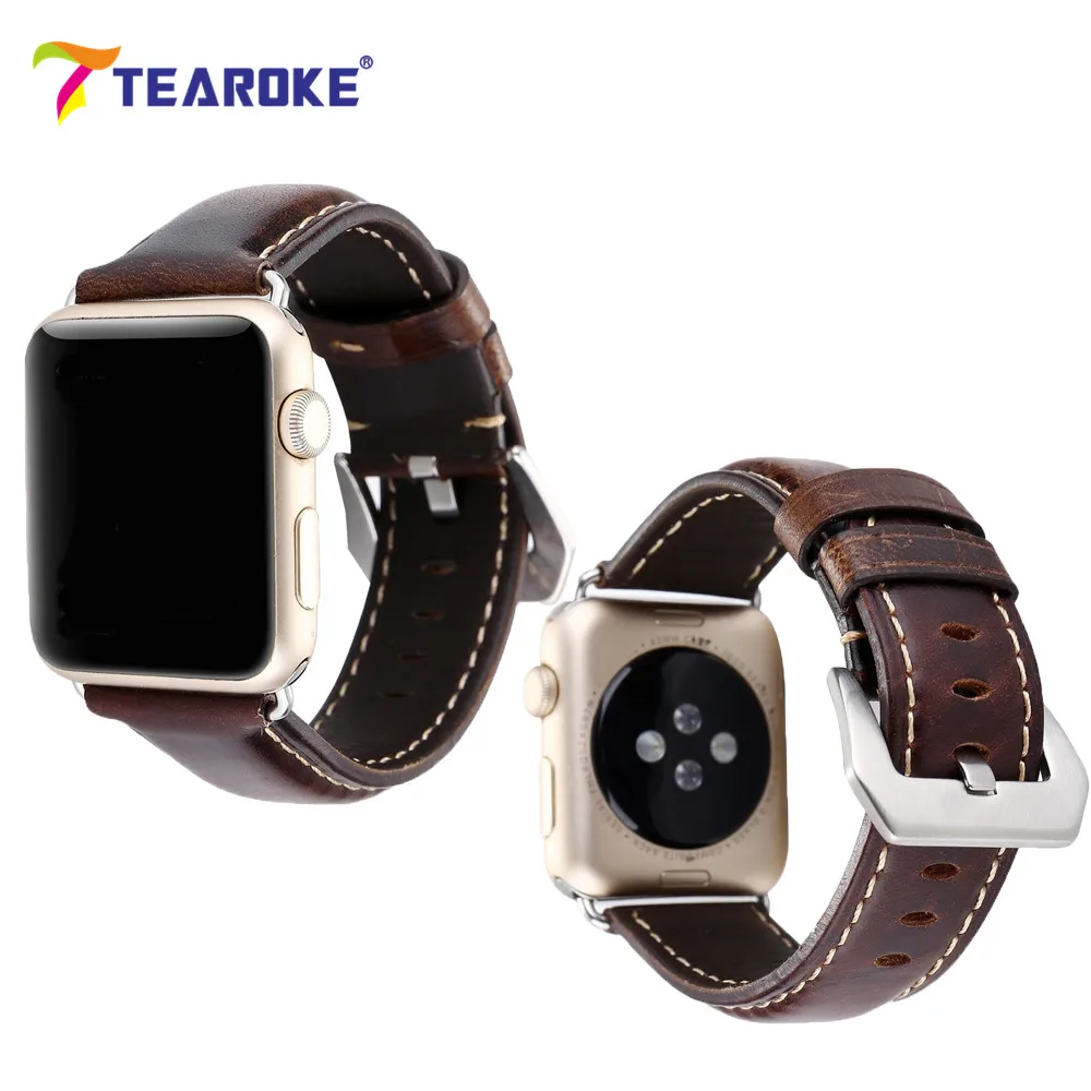 TEAROKE Nubuck Leather font b Watch b font Band Crocodile Pattern Classic Bracelet Strap For Apple