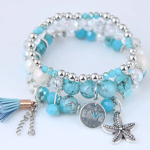 New Fashion Beads Charm Bracelets & Bangles Sea star Pendant Bracelets For Women Jewelry Diy Gift