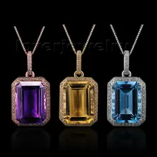 Можно носить тремя разными драгоценные камни Винтаж изумрудная огранка 10x14 мм сплошной 14Kt золото Бриллиант Полу-Драгоценная Подвеска ESR015