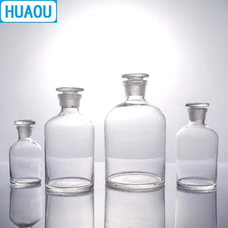 HUAOU 30 мл узкий рот реагент бутылка прозрачного стекла с заземлением в стеклянной пробкой лабораторное химическое оборудование