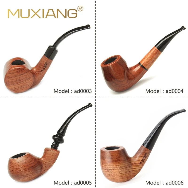 RUMUXIANG High Quality 16 Types Hademade Tobacco Pipes Bent Rosewood
