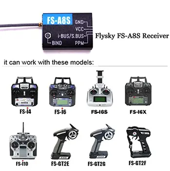 

2PCS Flysky FS-A8S Receiver 8CH 2.4G Mini Receiver with PPM i-BUS SBUS for i4 i6 i6S i6X TM10 TM8 Transmitter