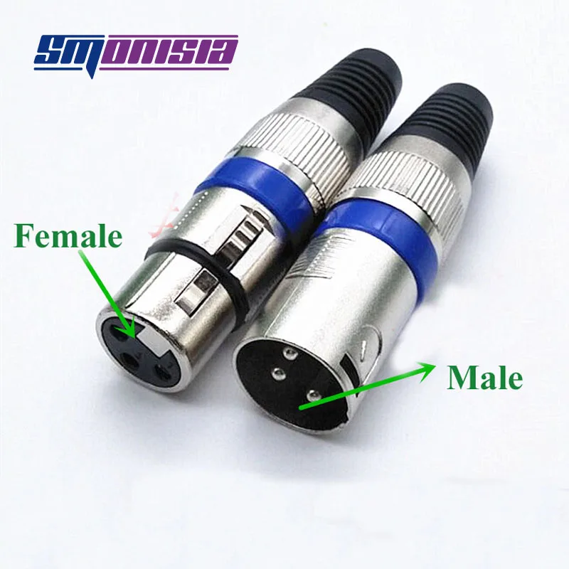 Smonisia 100 шт. полностью металлический 3 контактный разъем XLR штекер/гнездо с синим
