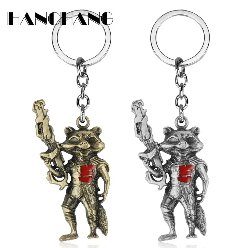 

Movie Guardians of the Galaxy Figure Cartoon Toy Rocket Keychain Car Key Holder Keyring chaveiro Jewelry