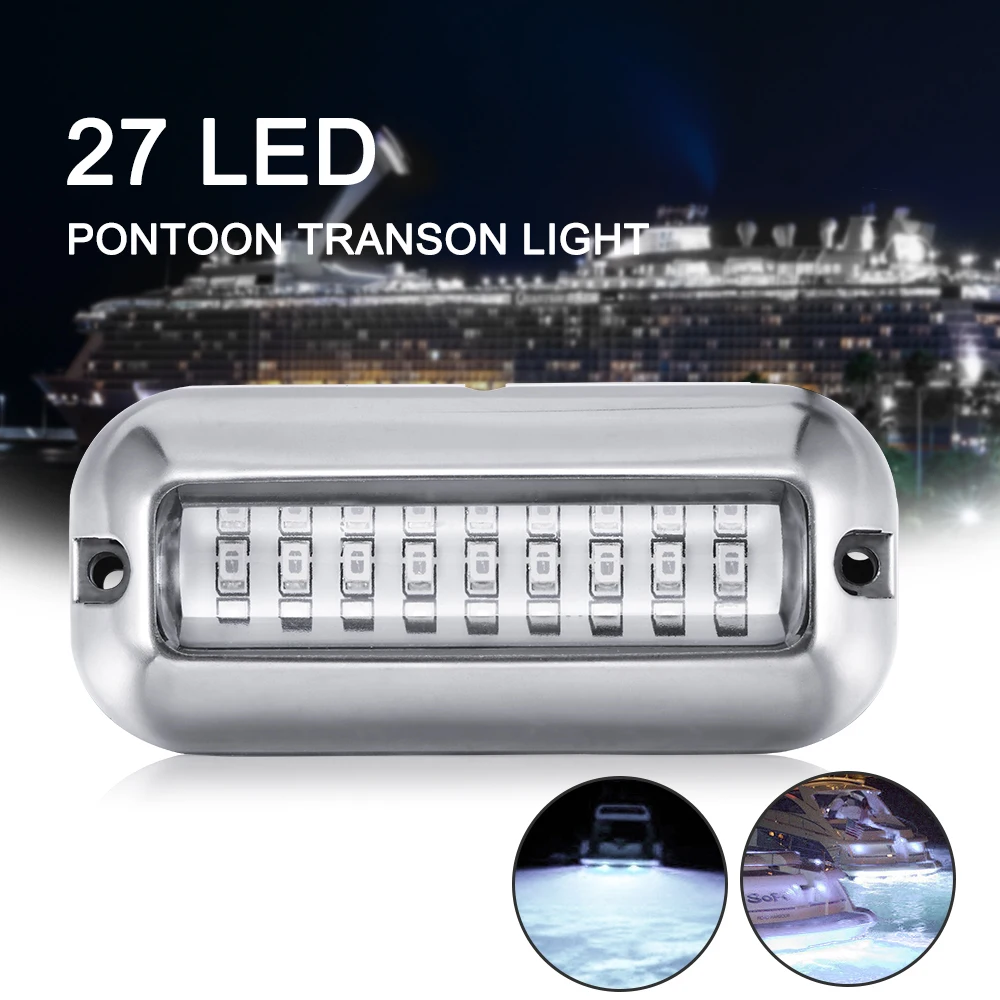 New 27 LED 50W White/Green/Blue Underwater Pontoon Boat Transom Fishing Light Underwater Waterpro Of Lamp Cover Waterproof