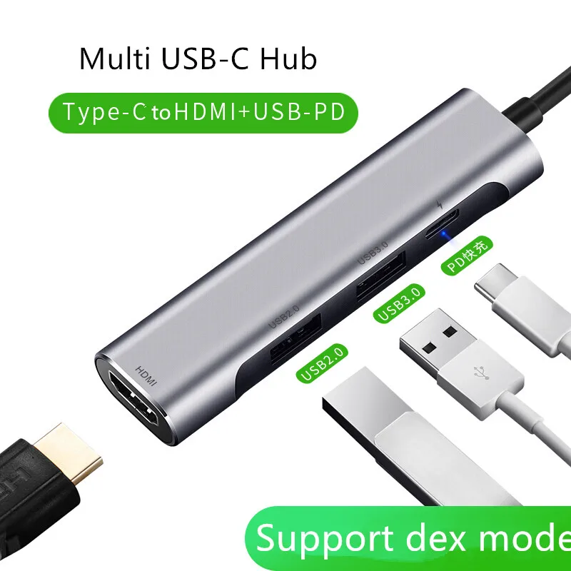 

USB C Hub Thunderbolt 3 Adapter Support Samsung Dex Cable Type-C to HDMI PD USB 3.0 Dock 4K*2K/30HZ for macbook samsung switch