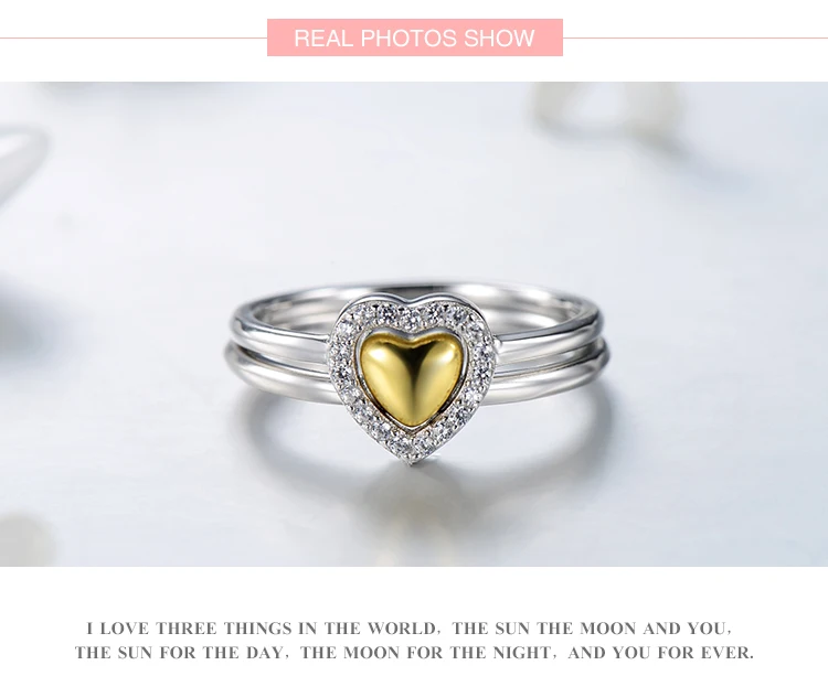 Modian, 925 пробы, серебряное, Двойное сердце, стекируемое, модное, кубический цирконий, кольцо на палец для женщин, свадебное, обручальное, ювелирное изделие