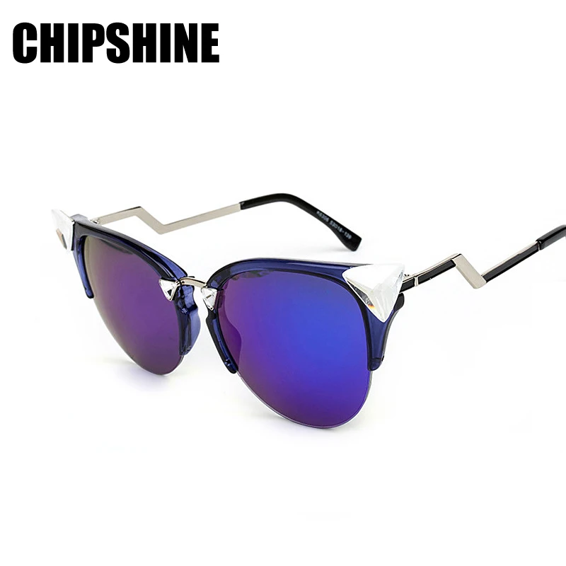 Cateye Polarized Sunglasses Women Brand Designer Sun Glasses with Box Triangle Crystal Oculos font b De