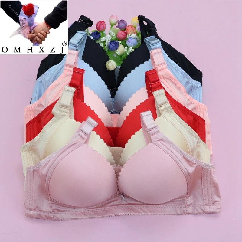 

OMHXZJ Wholesale Fashion Hot Middle Age Women Grandmother Gift Wireless Underwear Plus Size Seamless Cotton Comfortable Bra NY47