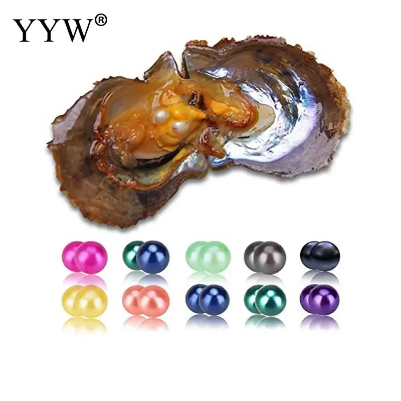 10PC/Bag 6-7mm Vacuum-Packed Oyster Akoya Pearl Dyed Beads mixed colors Mysterious Gift Surprise at Birthday Wedding Party | Украшения и