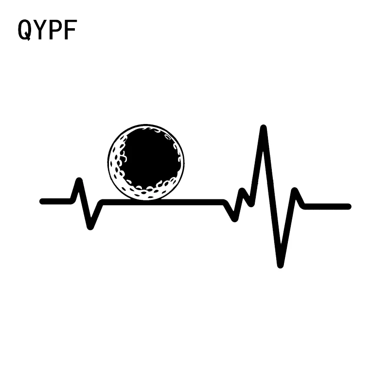 

QYPF 16*7.4CM Interesting Electrocardiogram Golf Sport Decor Car Sticker Vinyl Bumper Window Decals C16-1471