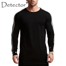 Детектор мужская осенне-зимняя спортивная одежда фитнес беговые топы плотно прилегающая с длинными рукавами блузки с круглым вырезом эластичные быстро непромокаемые футболки