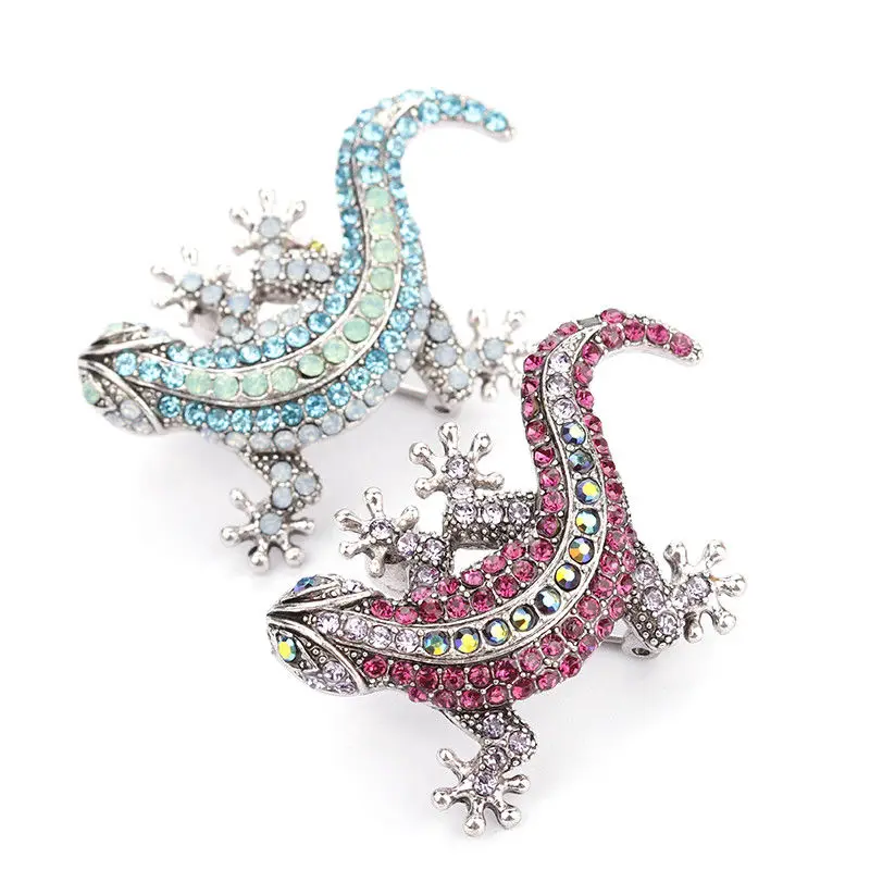 

vintage Lizard Brooch for Women Gold Pin Trendy Multicolor Rhinestone Animal lapel pin Brooches jewelry