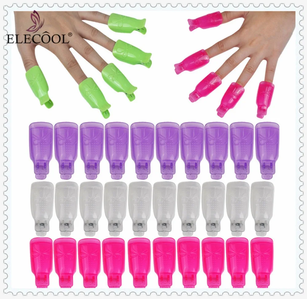 

ELECOOL 10Pcs Nail Gel Polish Remover Wrap Plastic Soak Off Cap Clip UV Polish Manicure Nail Art Tips Fingers High Quality TSLM2