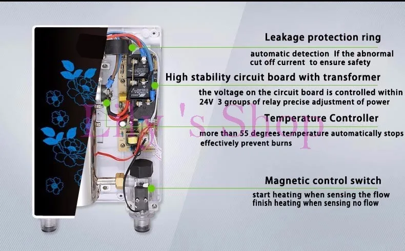 DMWD мгновенный Tankless Электрический водонагреватель кран Кухня Мгновенный нагрев коснитесь Душ обогреватель для ванной светодиодный