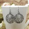 Trendy Jewelry Bohemian Vintage Ethnic Tibetan Silver Long Big Hollow Round Drop Earring Carved Flowers dangle Earrings Women ► Photo 3/6