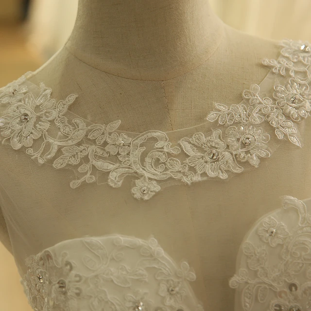 SL-9011 Vintage O-Neck Backless Illusion Lace Chapel Train Wedding Dress Bridal Gowns 2018 6