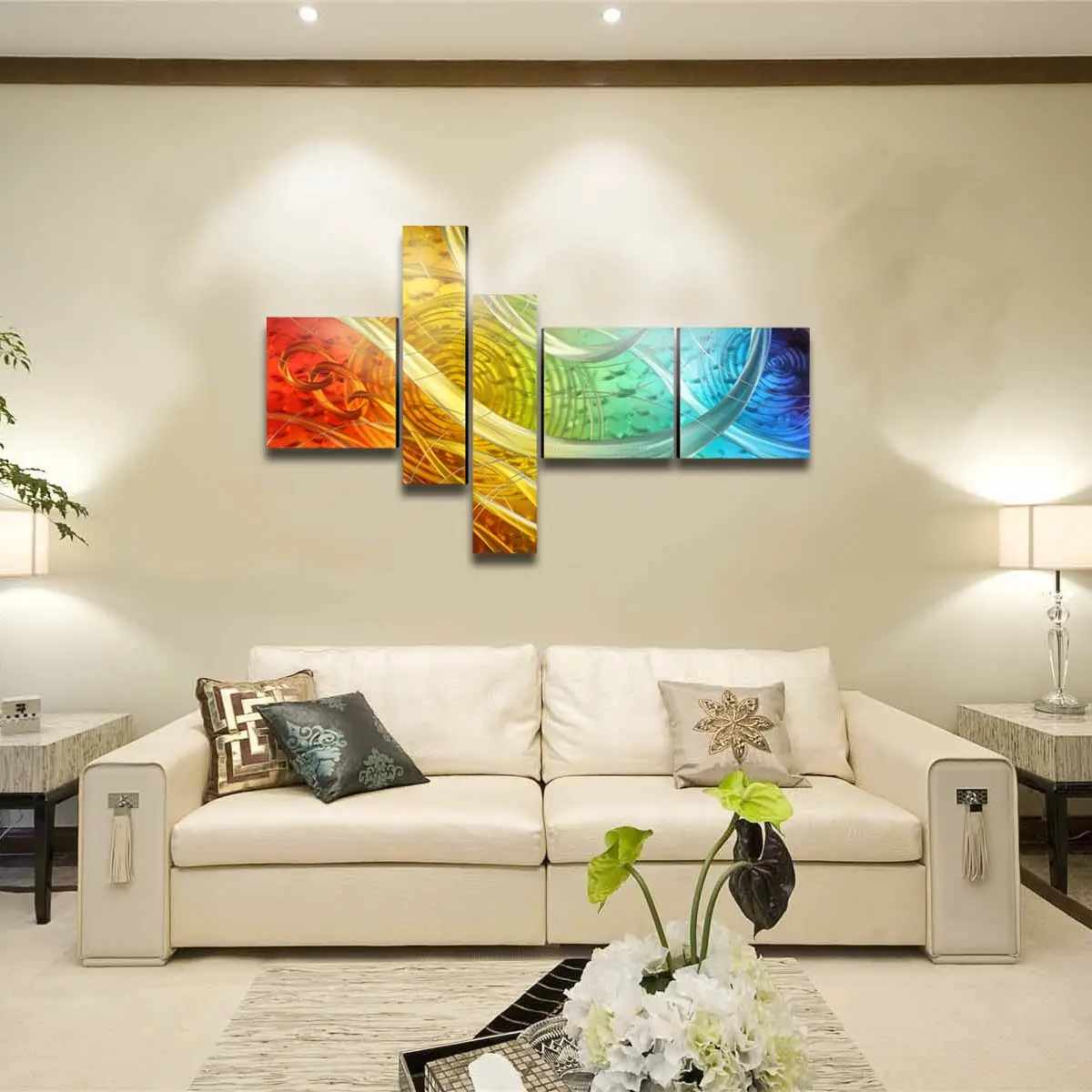 

Tooarts The Light of the Life Modern Painting Wall Art Home Decoration 5 Panels Painting By Number for Living Room