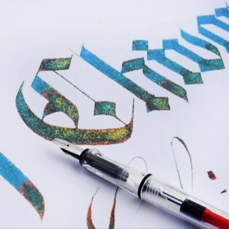 

Parallel Pen Gothic English Calligraphy Fountain Pen Transparent Pole Tibetan Pens Creative Art Font Flat Head