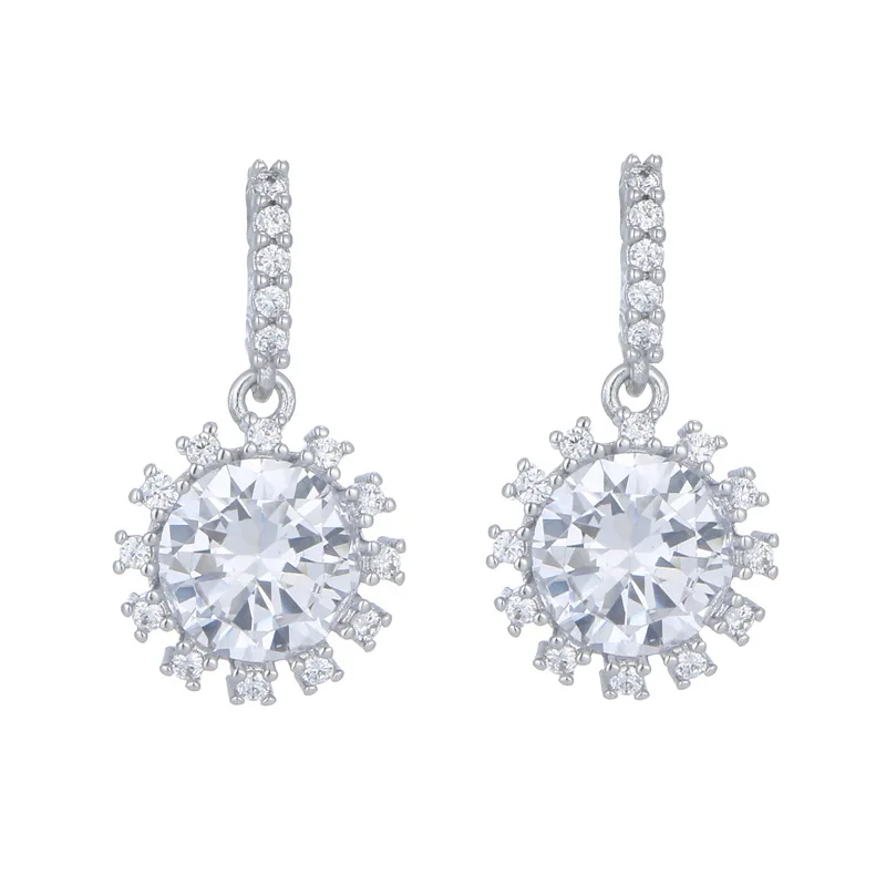 

Luxury Shine Cubic Zirconia Snowflake 925 Sterling Silver Female Stud Earrings Wholesale Jewelry For Women No Fade Cheap Gift