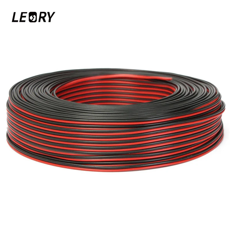 

LEORY 100M Fine Diameter Core Pure Copper Audio Wire Red Black Speaker Cable Home Stereo HiFi Car Audio System