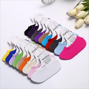 

10/Pair Summer Women Socks ultra-thin candy velvet invisible boat silicone non-slip parent-child magic cute ankle pink socks