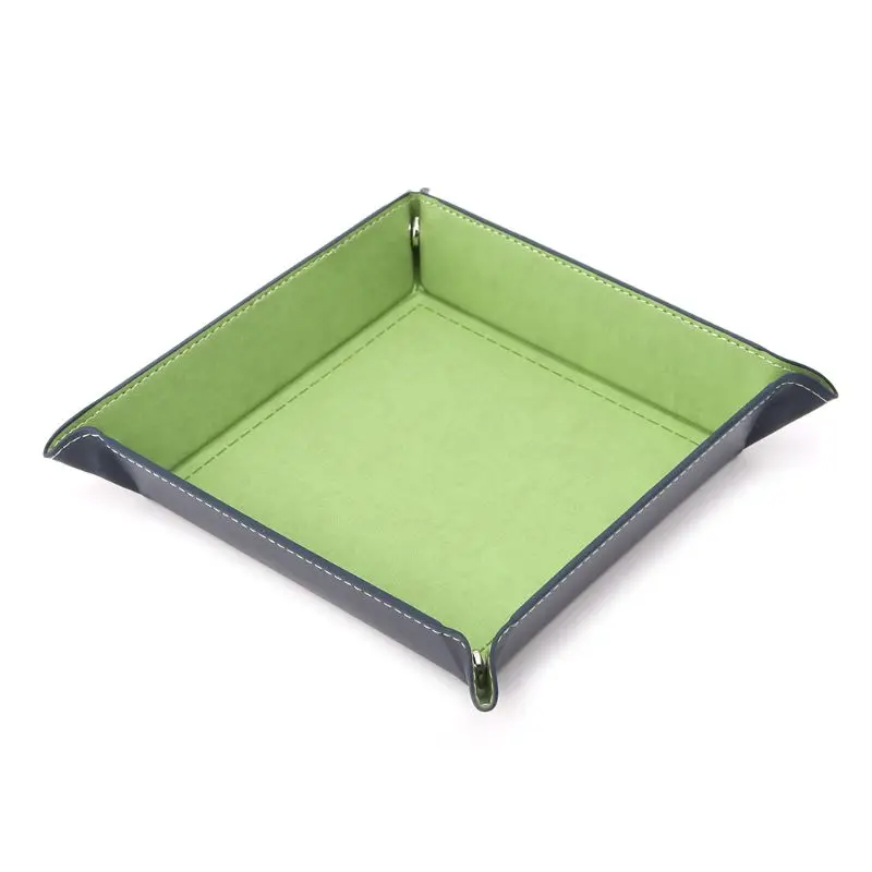 

Foldable Desktop Storage Box PU Leather Quadrilateral Tray DND Dice Key Coin Box