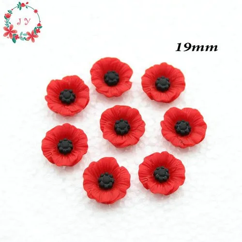 Figurines & Miniatures best of sale Set of 100pcs Chic Resin Red Poppy Flower Artificial Flower Flatback Embellishment Cabochons Cap for Home Decor 12-23mm mini horse figurines